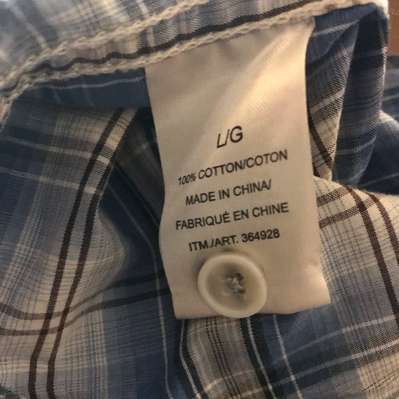 Original Weatherproof Vintage Blue White Button Down Shortsleeved Shirt Large - Picture 13 of 13